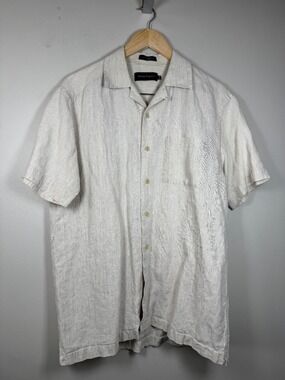 Wayne Gretzky Vintae Men’s Cream Short Sleeve Button-Down Shirt Medium